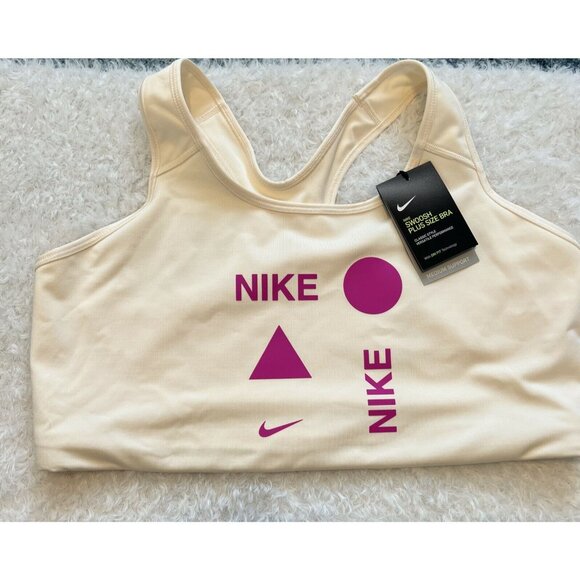 Nike Swoosh Women's Plus Size Bra Medium Support Cream Sz 2X New WT - Picture 1 of 12